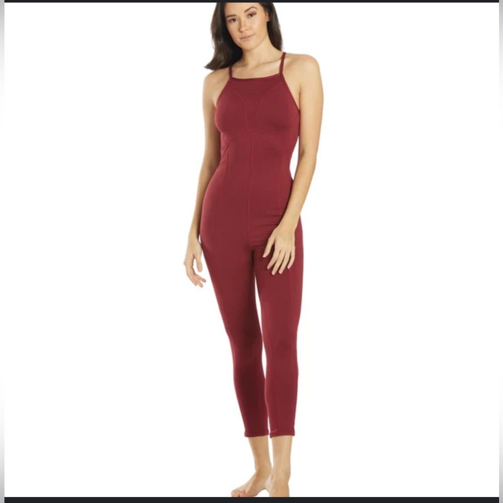 Free People Movement Ashford Side to Side Performance Jumpsuit – Burgundy (S)